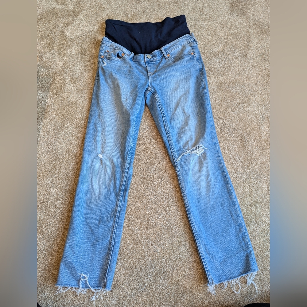 GAP Maternity Vintage Slim Distressed Jeans Size 28/6 Regular Full Panel Ladies